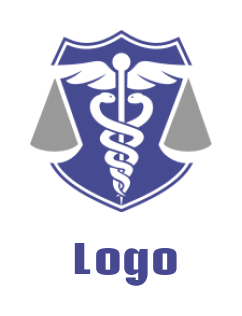 make a medical logo medical sign with scale in shield 