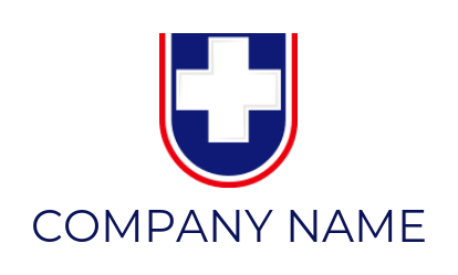 medical logo white cross inside Letter U