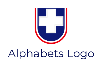 medical logo white cross inside Letter U