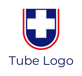 medical logo white cross inside Letter U
