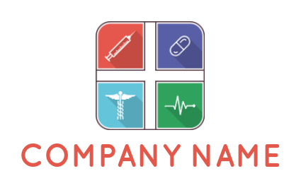 medical logo syringe capsule heartbeat squares