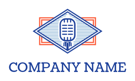 media logo mic in diamond and rectangle shape