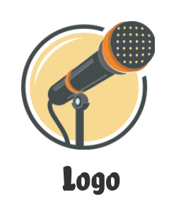 entertainment logo mic in line art circle radio