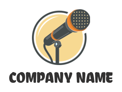 entertainment logo mic in line art circle radio