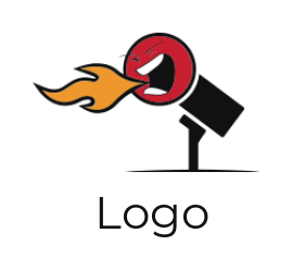 Make an advertising logo of mic with burning mouth 