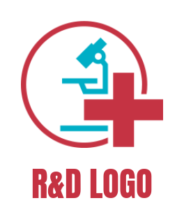 medical logo maker microscope with plus sign inside the circle