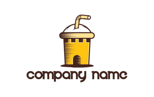 restaurant logo maker milkshake cup with straw resembling a tower for diner