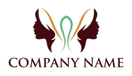 beauty logo symbol mirror image of woman side profile - logodesign.net