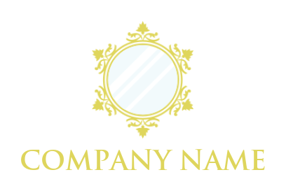 design a logo with mirror with floral ornaments