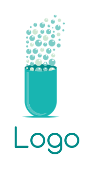 pharmacy logo bubbles coming out from capsule 