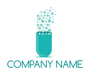 pharmacy logo bubbles coming out from capsule 