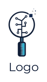 research logo molecules magnifying glass pixels
