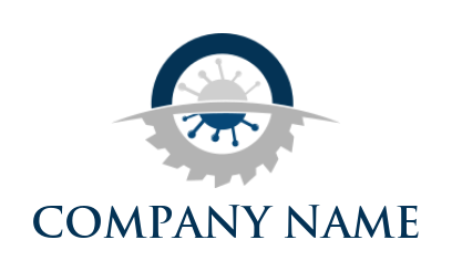 make an engineering logo molecules inside gear and semicircle