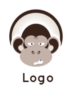 pet logo icon monkey face in semi circle with rays - logodesign.net