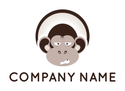 pet logo icon monkey face in semi circle with rays - logodesign.net