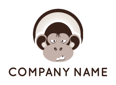 pet logo icon monkey face in semi circle with rays - logodesign.net