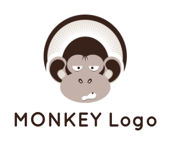 pet logo icon monkey face in semi circle with rays - logodesign.net