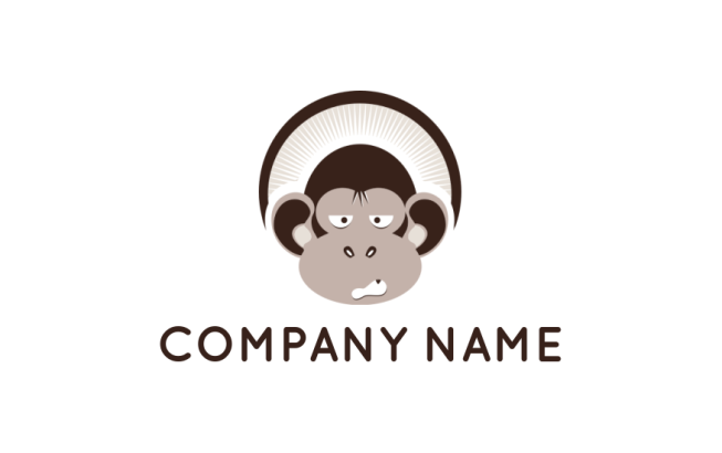 pet logo icon monkey face in semi circle with rays - logodesign.net
