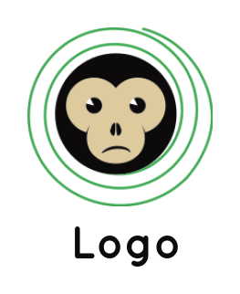 animal logo maker monkey face inside swirl - logodesign.net