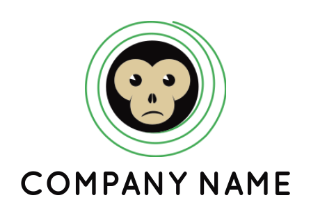 animal logo maker monkey face inside swirl - logodesign.net