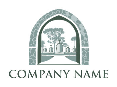 religious logo mosaic gate and cemetery