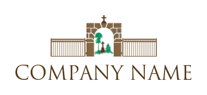 religious logo mosaic gate with cross