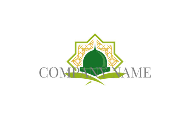 mosque dome on with geometric pattern logo concept