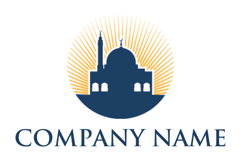 religious logo image mosque in circle with rays - logodesign.net