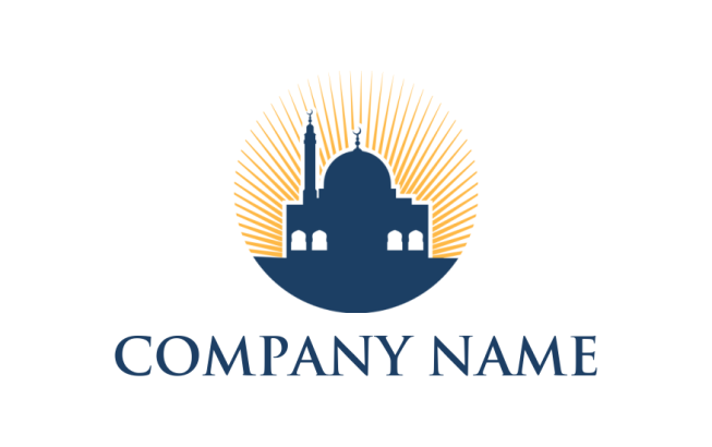 religious logo image mosque in circle with rays - logodesign.net