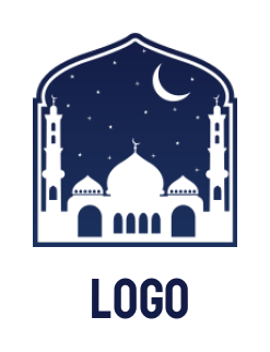 religion logo of mosque in dome shape with moon