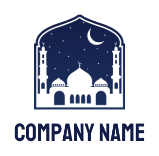 religion logo of mosque in dome shape with moon