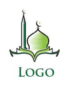 make a religious logo mosque with crescents in open book