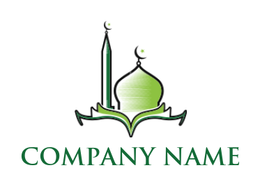 make a religious logo mosque with crescents in open book