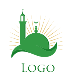 religious logo image mosque with sun rays - logodesign.net