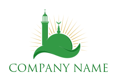 religious logo image mosque with sun rays - logodesign.net