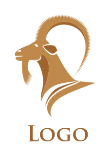 animal logo mountain buck head with curved horn
