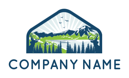 travel logo template mountain lake inside a emblem - logodesign.net