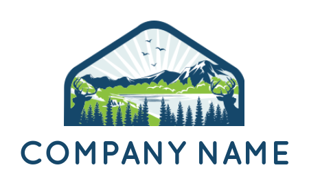 travel logo template mountain lake inside a emblem - logodesign.net
