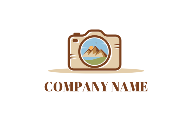 make a photography logo mountain landscape in camera lens - logodesign.net