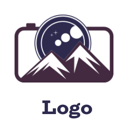 photography logo illustration mountain merged with camera 