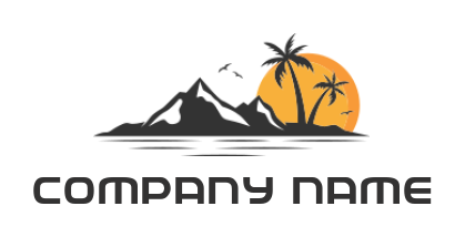 landscape logo mountains and sea with trees