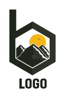 Letter B logo online mountains inside letter B
