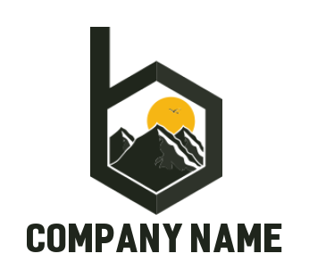 Letter B logo online mountains inside letter B