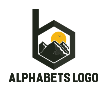 Letter B logo online mountains inside letter B