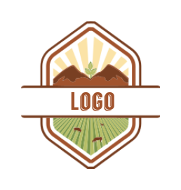 agriculture logo mountains with farm in emblem