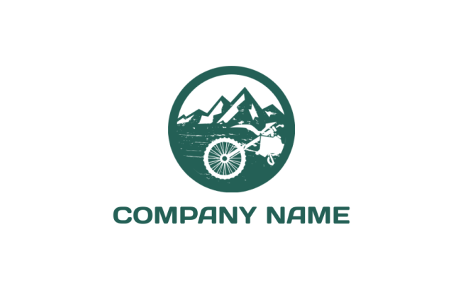 mountains with dirt bike wheel Logo Template by LogoDesign