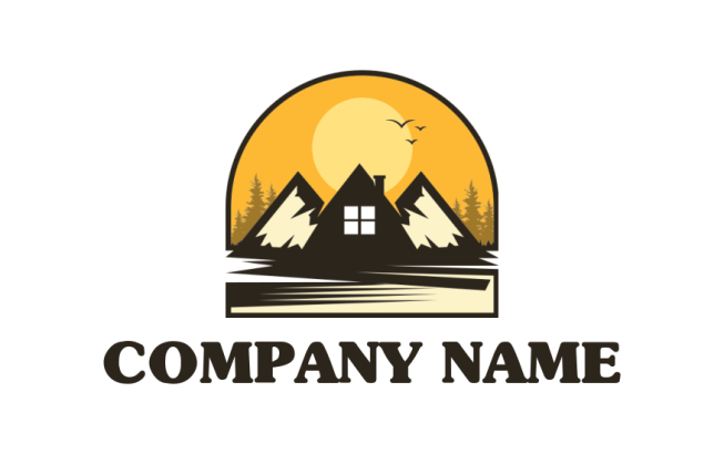 real estate logo mountains with house and forest