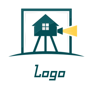 make a media logo movie camera merge with house