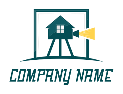 make a media logo movie camera merge with house