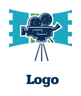 Media logo movie camera on tripod